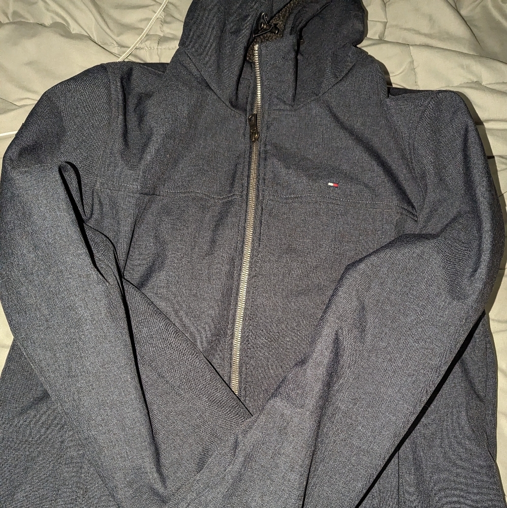 Bluish Grey Small Tommy Hilfiger soft shell coat with hood